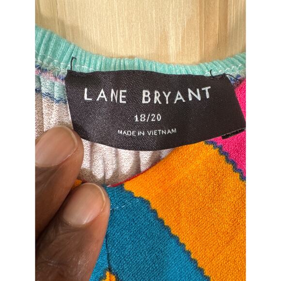 Lane Bryant Chevron Multicolor Rainbow Maxi Dress 18/20 Tie Front Knot Tie - Picture 6 of 9